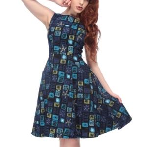Hepburn Abstract Floral Swing Dress - Collectif